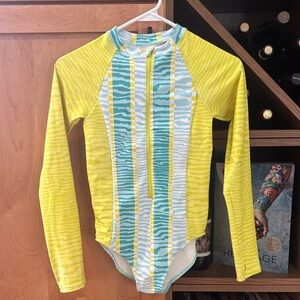 Zella Kids Swim Rashguard - Yellow and Teal